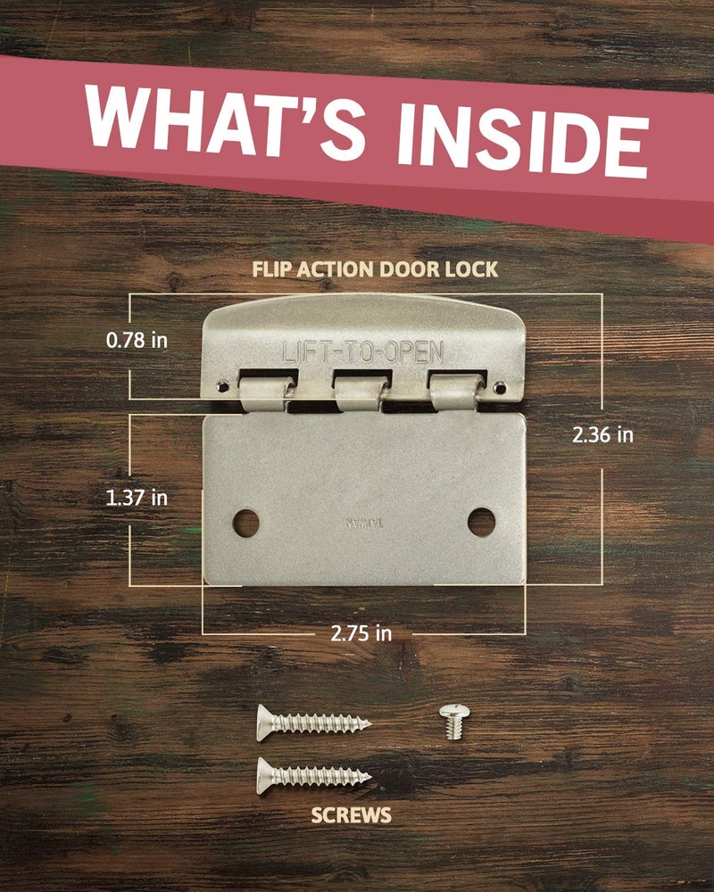 JD Jack N'Drill Jack Nâ€™ Drill Flip Action Door Lock (6 Pack)- Reversible Privacy Door Locks with Anti Lockout Screw for Child Proofing and Home Defense, Easy to Install and Durable Lock for Interior Swing-in Doors - Image 2